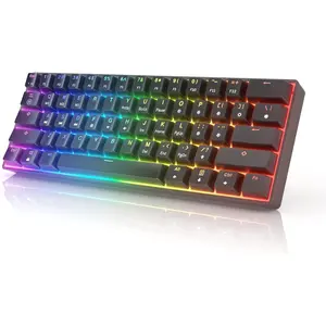 Mechanical Gaming Keyboard - 61 Keys Multi Color RGB Illuminated LED Backlit Wired Programmable for PC/Mac Gamer Tactile (Gateron Optical Brown)