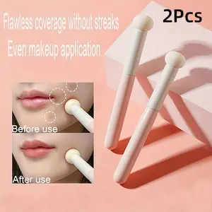 2-Pack Soft Mushroom Head Foundation Brush Set, Multi-Functional Concealer Brushes, Sponge Tip, Portable Makeup Brushes