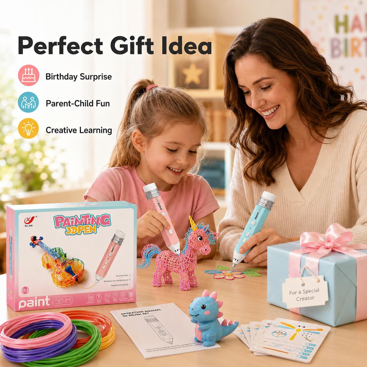 Bubbleverse 3D Pen Set for Kids, Low Heat Child-Safe 3D Pen with USB, 10 Rolls 50cm PCL Filament Refills, PLA Filament Bundle, Includes Stencil Book & Guide, STEM Arts Crafts Birthday Present for Ages 6+ Bubbleverse 3D Pen Set for Kids, Low Heat Child-Safe 3D Pen with USB, 10 Rolls 50cm PCL Filament Refills, PLA Filament Bundle, Includes Stencil Book & Guide, STEM Arts Crafts Birthday Present for Ages 6+