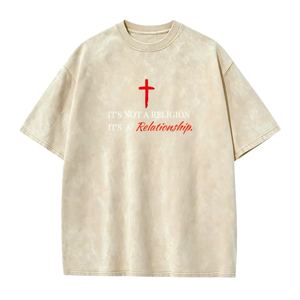 Christian Faith T-Shirt - It's Not Religion, It's Relationship Bible Verse Tee with Cross Design - Soft Everyday Church Apparel for Men & Women - Black Shirt W Red Lettering - Classic Retro Sty