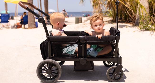 HARPPA Baby Stroller Wagon, All-Terrain Wagon Stroller for 2 with Canopy, Foldable 2 Kids Stroller, Wagon for Outdoor & Beach, Adjustable Handlebar, Parent Organizer, Travel System