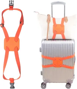 Luggage Straps Bag Bungee Luggage Straps Suitcase Adjustable BeltAdd a Bag Easy to Travel Suitcase Elastic Strap Belt (Orange Luggage strap-1PCS)