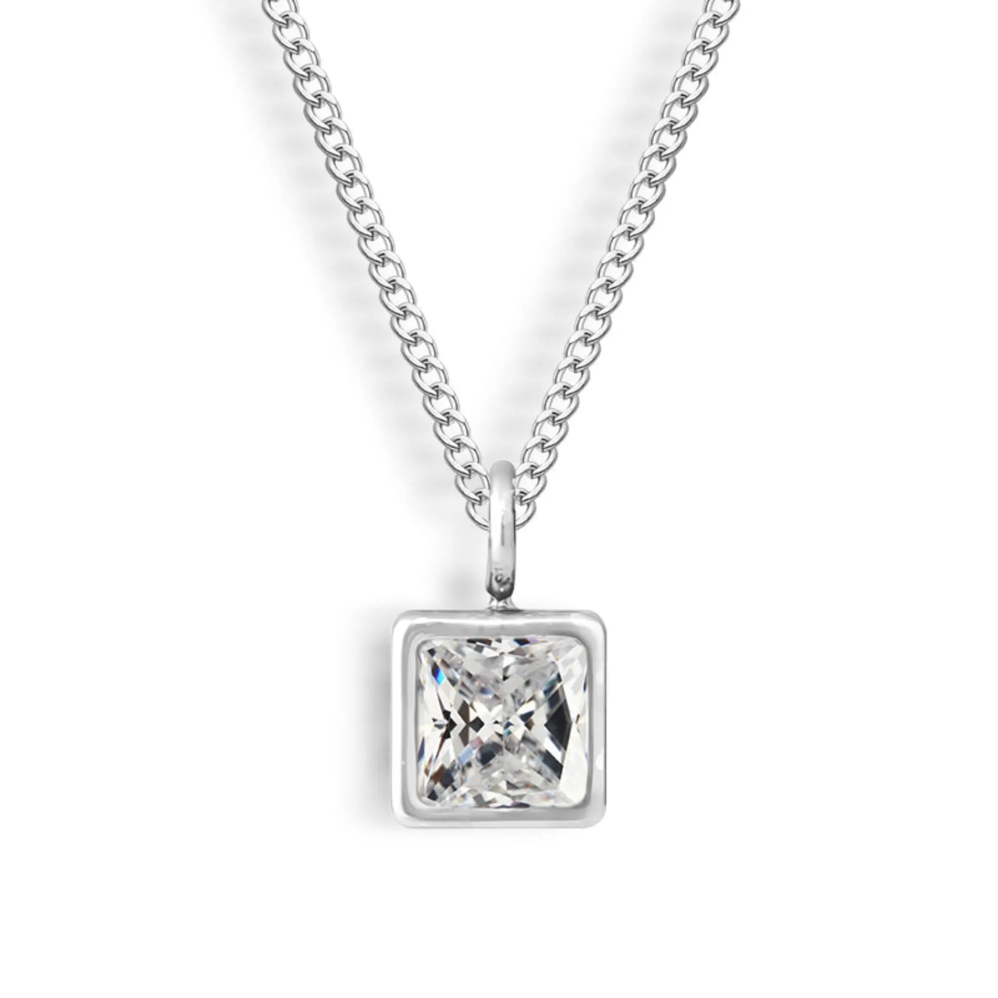 Silver Waterproof, Diamond - April CZ
