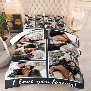 Romantic Couple Life Moments Printed Comforter Set (1/2 Pillowcases) – Romantic Gift for Couples, Enhances Bedroom Love Atmosphere, Comfort & Warmth
