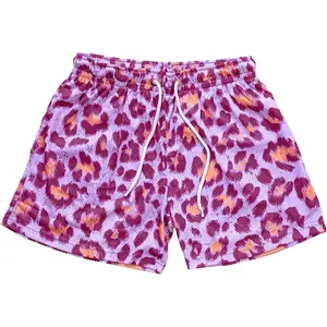 Men's Leopard Graphic Print Mesh Short Athletic Workout Running Drawstring Shorts with Pockets