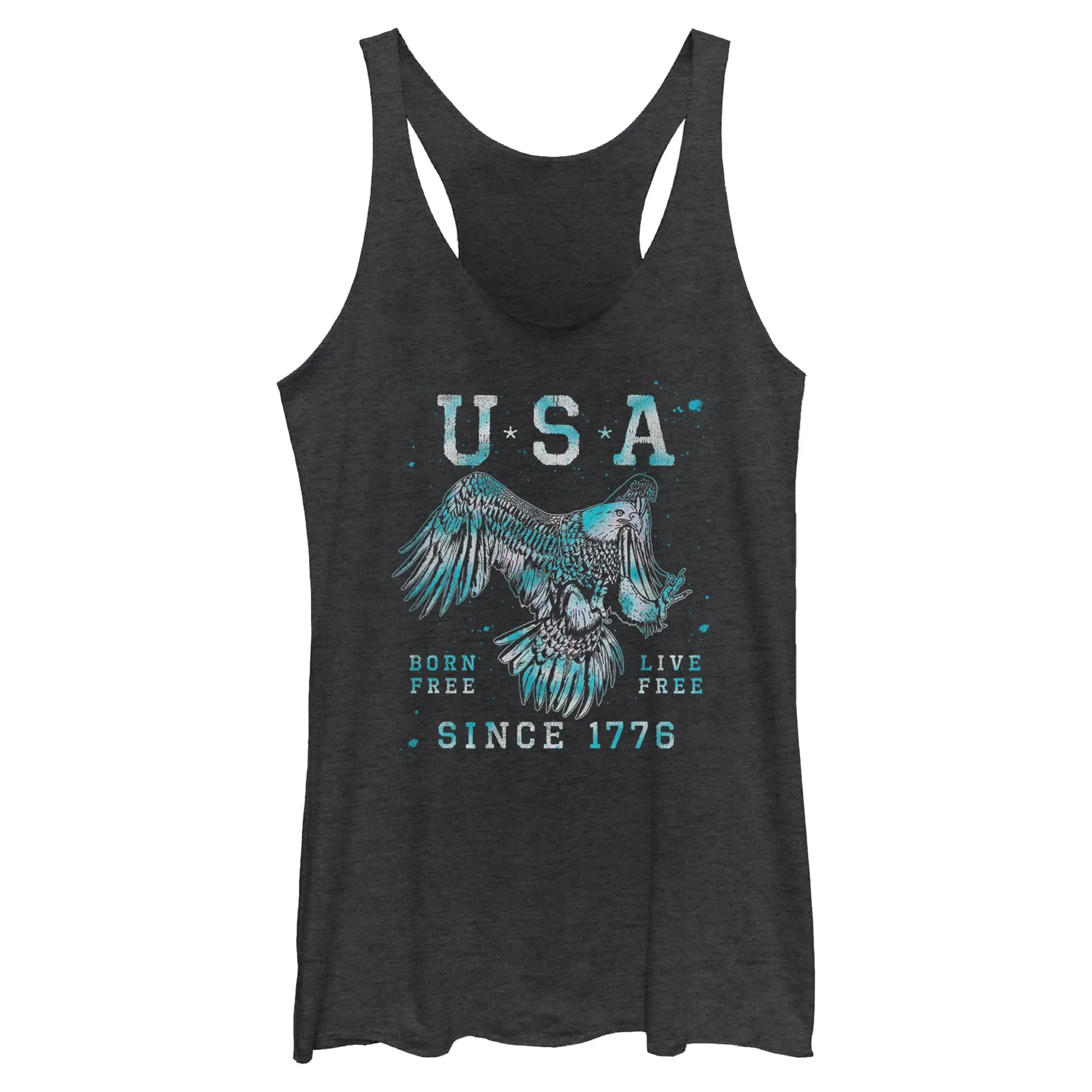 Lost Gods Women's Sleeveless Printed Racerback Tank Top - USA Born, Live Free Style, Everyday Wear