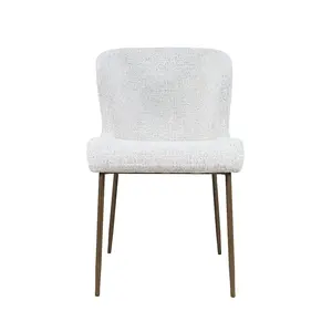 Upholstered Dining Chair with Performance Fabric and Antique Brass Legs-Set of 2