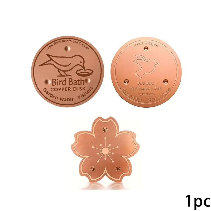 1/2 Pcs Copper Disc for Garden Bird Bath, 2mm Thick Water Purifier for Clean Water Year-Round, Three-Point Support Design for, Compatible with Outdoor Bird Baths