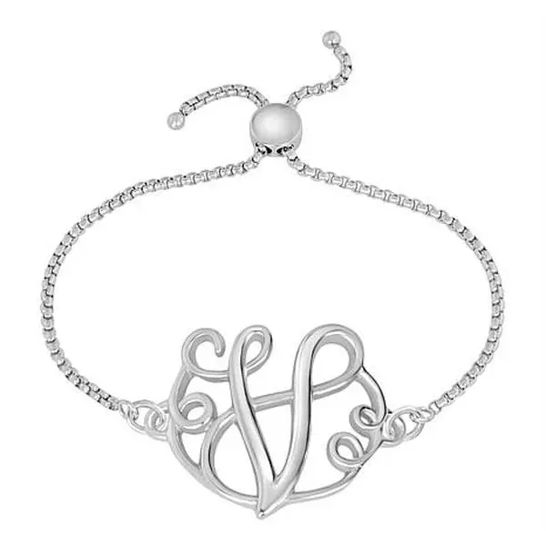 Stately Steel Stainless Steel Initial Chain Adjustable Bracelet