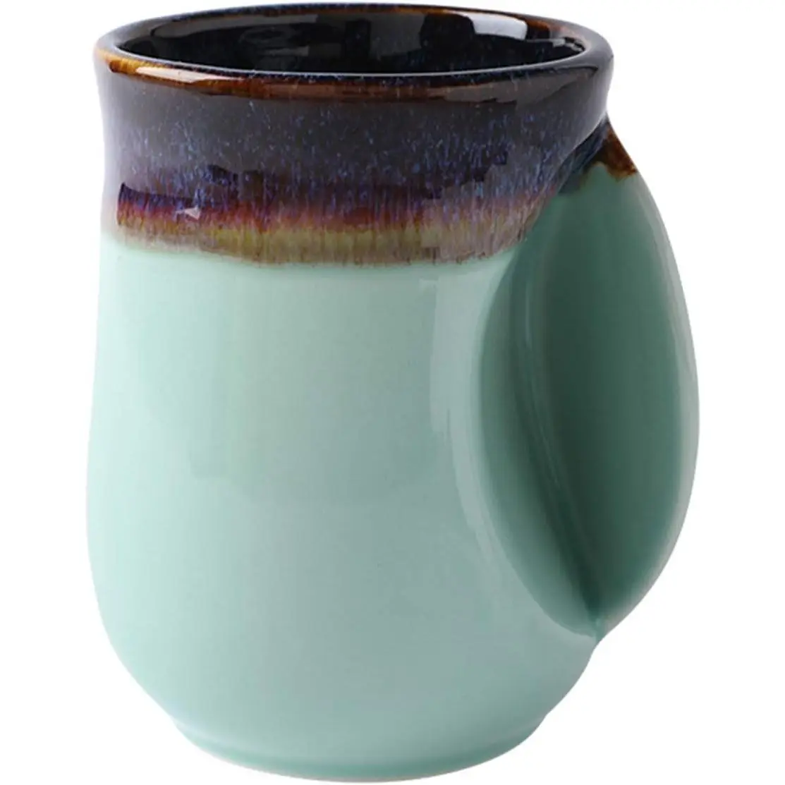 Porcelain 18oz Novelty Right-handed Handwarmer Mug, Coffee Mug,  Mug for family friends and couple - Mint