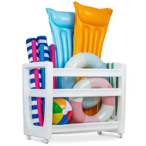 "Coast Modern Pool Organizer for Floats and Toys - Large Waterproof Storage Rack for Outdoor Pool Area         "