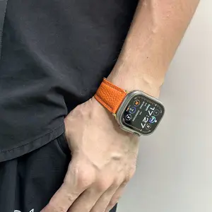 CRAZYGRASS Magnetic Lychee Grain Leather Watch Band for Men [WATCH NOT INCLUDED]for 49mm 46mm 45mm 44mm Square Smartwatch Tactical-Grade Leather Strap Quick Release Executive-Grade Accessory Wearable