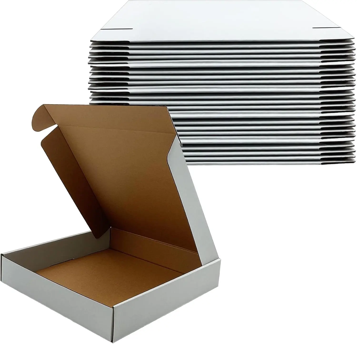11x11x2 Inches Shipping Boxes Set of 25, White Corrugated Mailing Cardboard Literature Mailer for Packing Small Business Moving Storage E-Commerce Packaging Gift Boxes for Presents