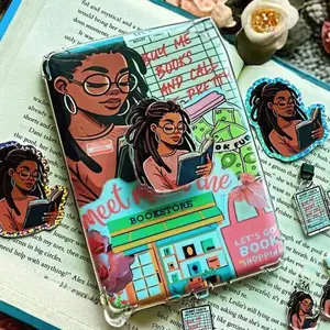Magnetic Phone Grip for Kindle & Books, Trendy Functional Unique Design Black Beauty Girl Read Books Accessory, Gift For Her