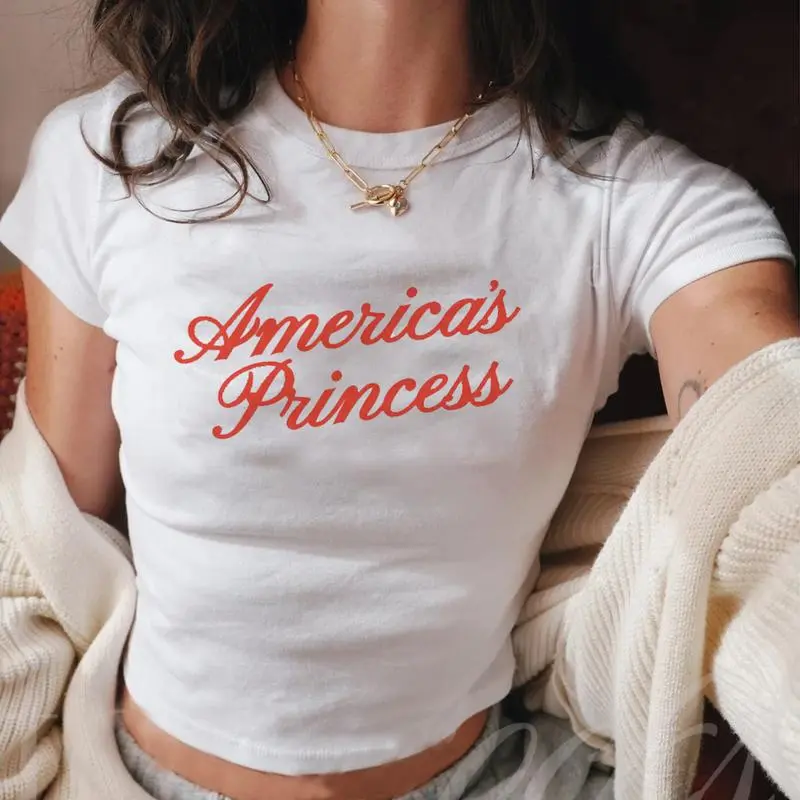 America's Princess Baby Tee, 4th of July Crop Top, Coquette Americana baby tee, Y2K T-shirt, Americacore Baby Tee, Independence Day 2000s Top
