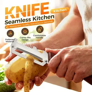 Stainless Steel Peeler and Slicer, Wooden Handle, Straight Blade, Ideal for Sugarcane, Fruits, Vegetables, Camping Tool