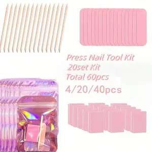4/20/40pcs Disposable Manicure Kit with Mini Nail File, Polishing Pad & Stick, Odorless, Hygiene, Convenience Nail Care Set for DIY Jewelry & Salon Use