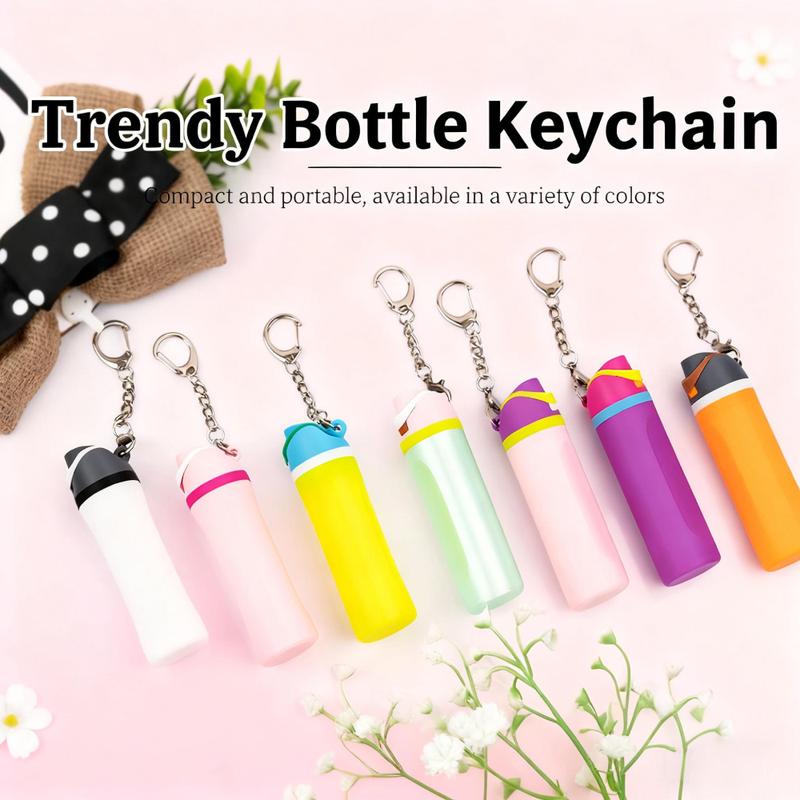 3D Printed Mini Water Cup Lip Balm Holder Keychain, Novelty Water Cup Keychains, Trendy Bottle Keychain, Chapstick Holder Key Chain
