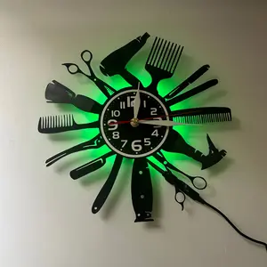 Scissors Comb Shape LED Clock, Numbers & Hands, Clear Easy-Read Design, Ideal for Hair Salons & Styling Studios
