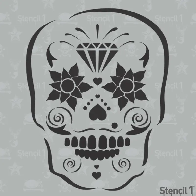 Sugar Skull Stencil – (8.5″x11″)