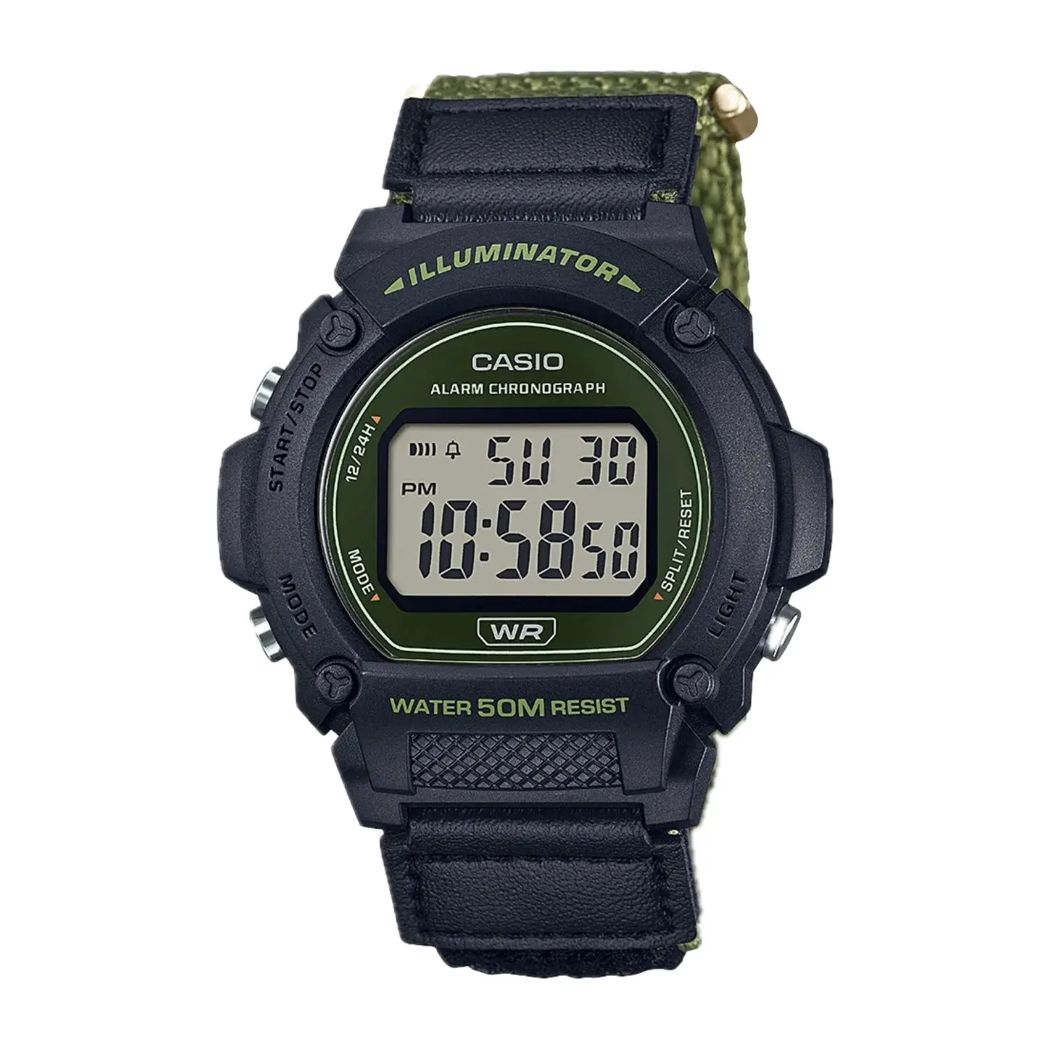 Casio Men's Classic Digital Watch with Green Band- W-219HB-3AVCF