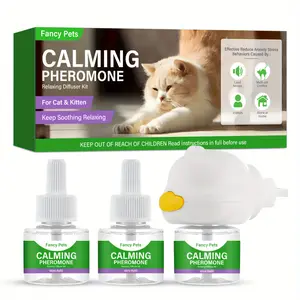 [Cat Calm Plug In Kit] 3-in-1 Cat Calm Plug In Kit - Cat Calming Diffuser Kit, Cat Pheromones Calming Diffuser With 1 Diffuser + 3 Refill