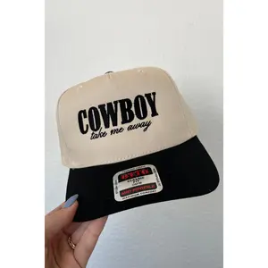 Cowboy Take Me Away Trucker Hat- Black