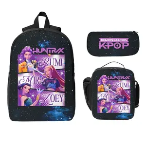 Back To School KPop Demon Hunters Anime Backpack 3-Piece Set Anime Cosplay Backpack – Perfect for Convention Days