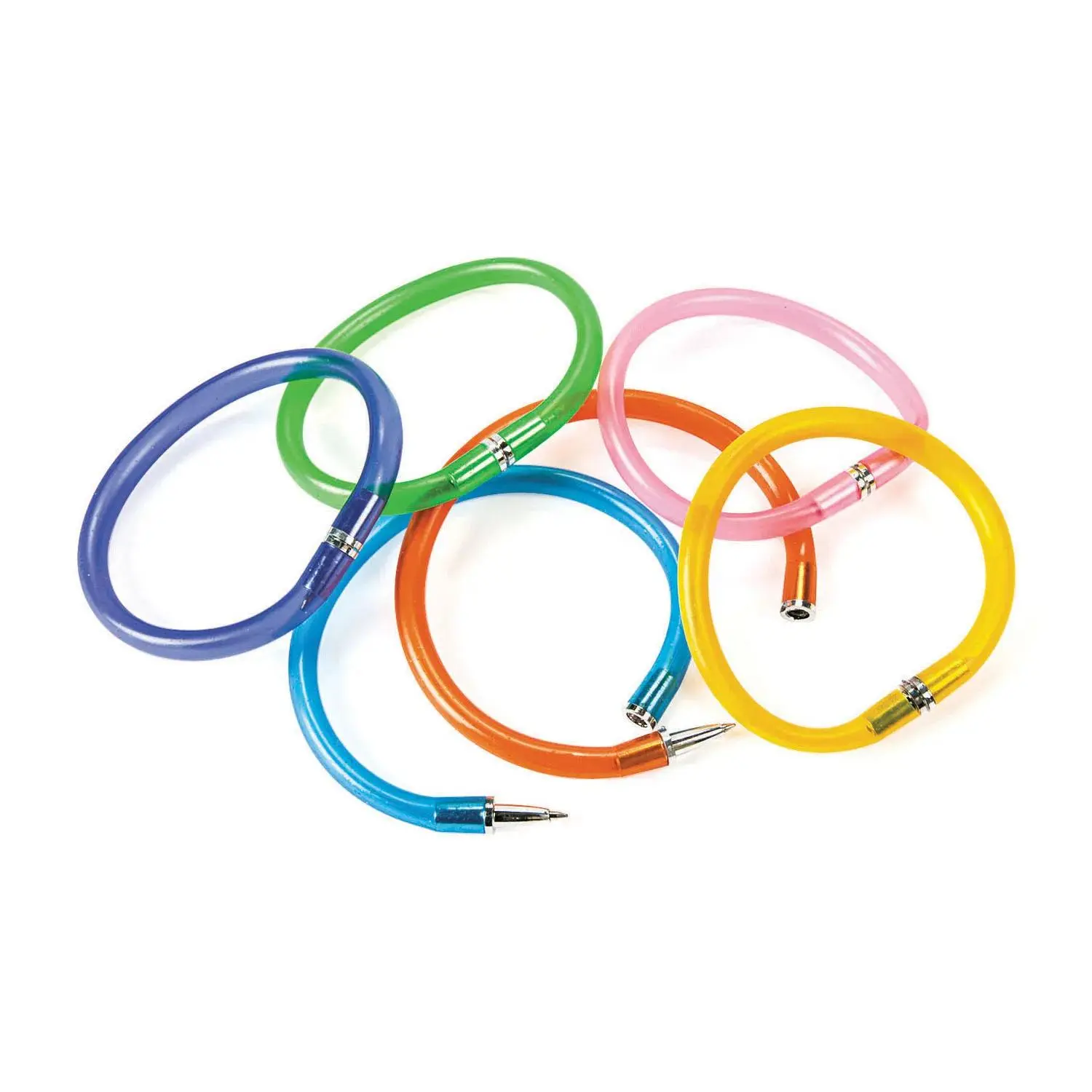 9 1/2" Bright Solid Color Transparent Vinyl Pen Bracelets - 12 Pc.