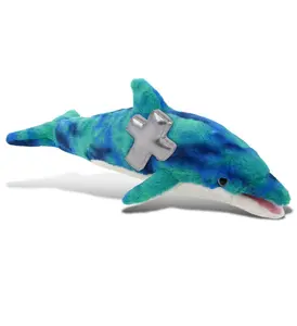 PLUSH CROSS - SUPER-SOFT PLUSH - BLUE TIE-DYE DOLPHIN 18"
