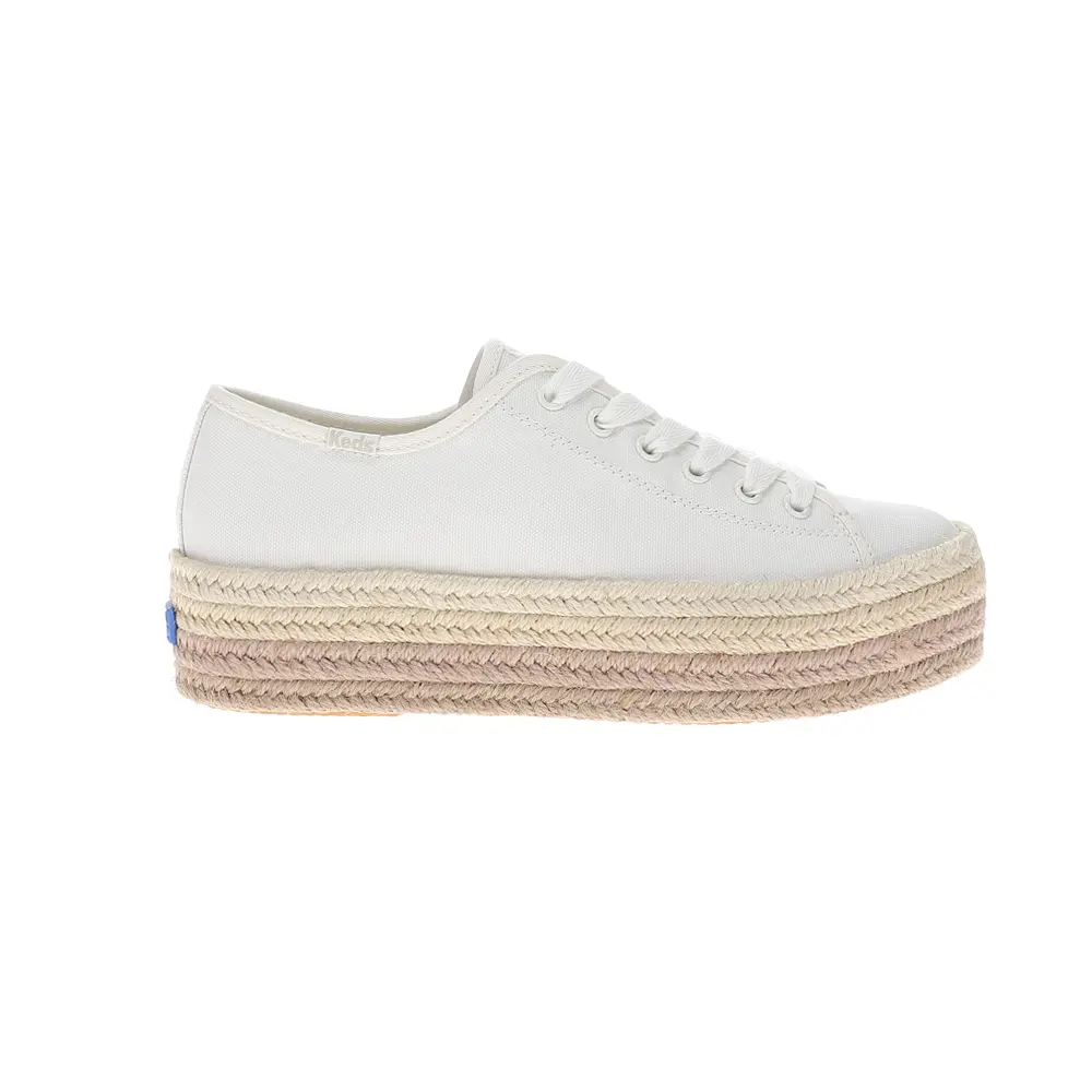 Keds Womens Triple Up Canvas Lace Up Sneakers Shoes Casual - White