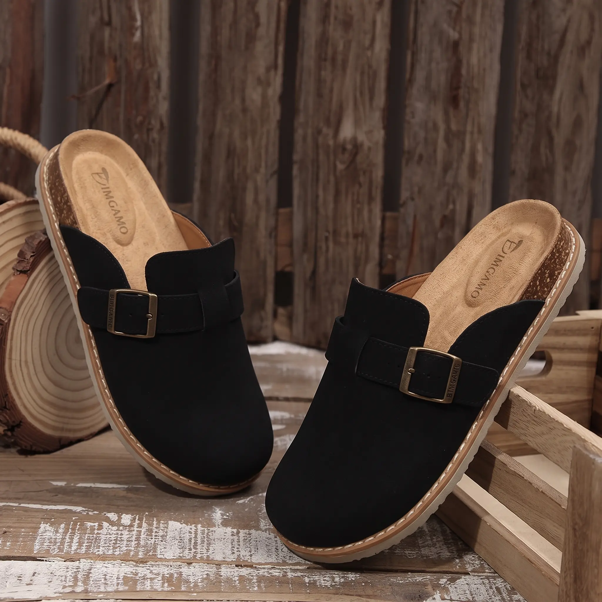 DIMGAMO Women's Suede Potato Clogs - Soft Cork Footbed, Ergonomic Arch Support & Non-Slip Sole