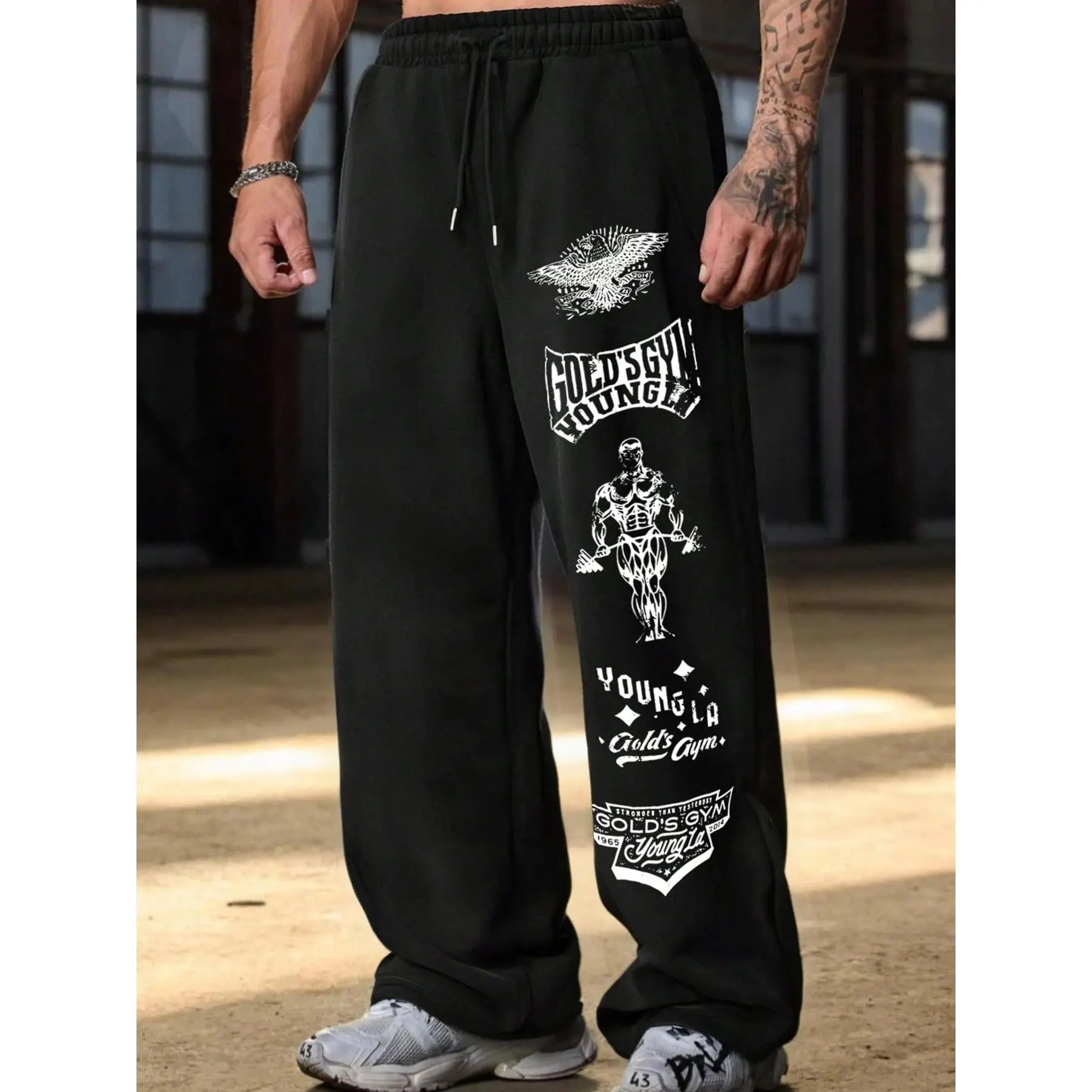 Gold's Gym Series Printed Sports Pants, Comfortable Fabric, Skin