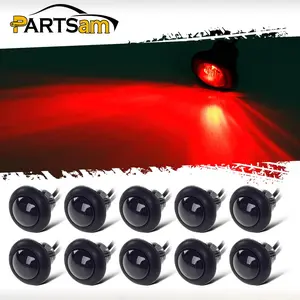 Partsam 10X 3/4" Round Red LED Marker Lights Side Marker Clearance Indicators Bullet Light for Trailer Truck Car Bus Van Pickup RV Camper UTV ATV, Smoked Lens,12V