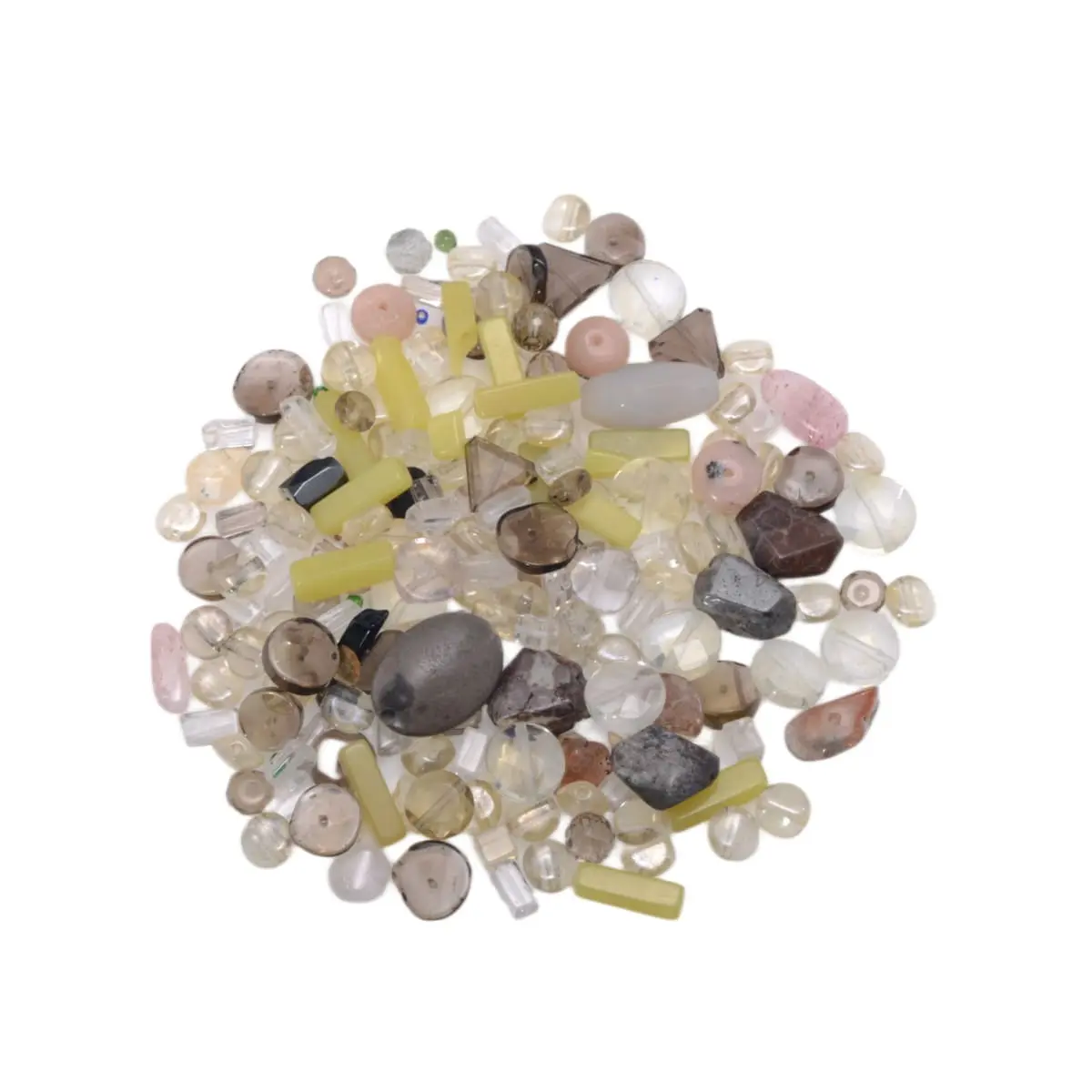 Semi Precious Stone Bead Mix - 60 Gram Grab Bag, Smoky Quartz Citrine Agate Mixed Shapes 2mm-12mm