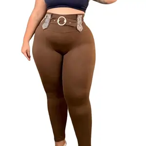 Women's High-Waisted Colombian Plus-Size Full-Length Leggings - Cute, Grommet Detailing, Zipper Closure, Comfortable Fabric, Flattering Fit, All Seasons Wear (Sizes XL, 2XL, 3XL)
