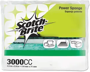 Scotch-Brite Power Sponges 3000CC Cellulose Esponja Potente 4.5 x 2.8 Inches Dual Action Cleaning Pad for Various Surfaces