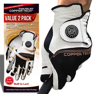 Copper Tech Men's Golf Gloves 2-Pack (White/Black)