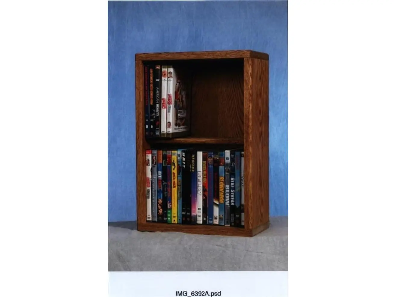 Solid Oak 2 Row Dowel DVD Cabinet Tower - Honey Oak