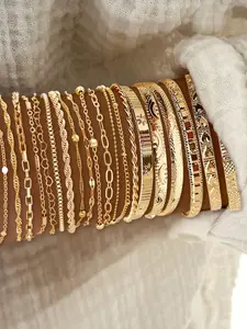 Elegant Vintage Geometric Heart and Star Beaded Bracelets Set, Stackable Bracelets, Boho Zinc Alloy Jewelry for All Seasons and Special Occasions