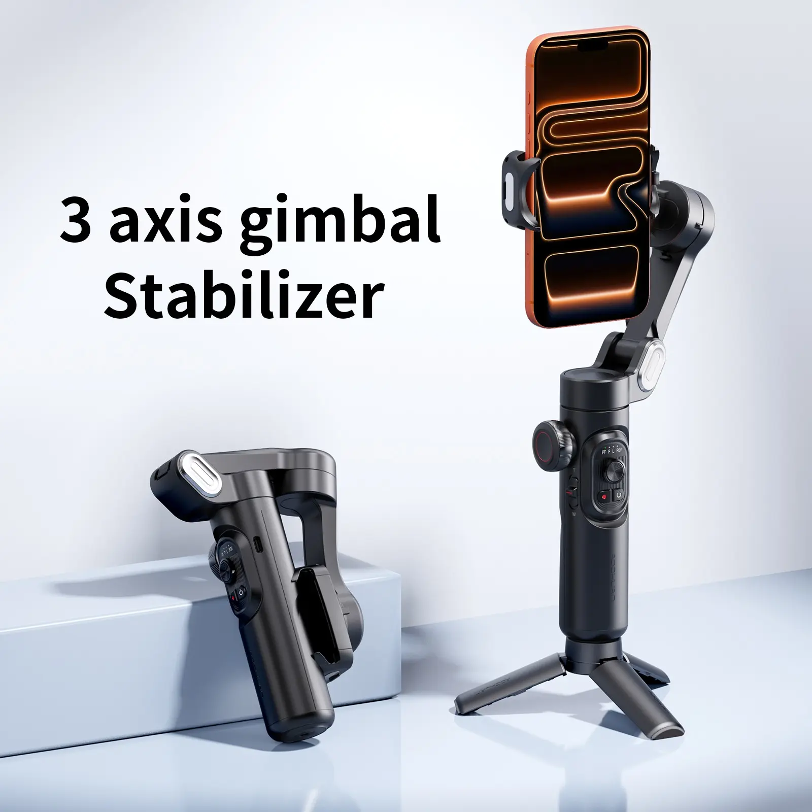 Aochuan Gimbal Stabilizer 3-Axis Foldable Portable for iPhone & Android, Phone Accessory Compatible, Focus Wheel Included, Ideal for Tiktok Youtube Vlogs, Compatible with iPhone 17-12 Pro Max