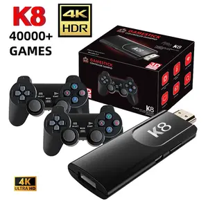 New K8 64GB 40000+boys' game stick 4K game console 3D high-definition retro video game console wireless controller TV 40+children's gift simulator