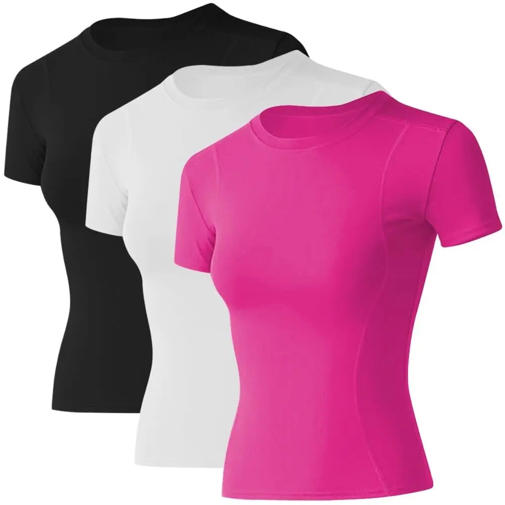 3 Pack_black&white&hot Pink_short Sleeve