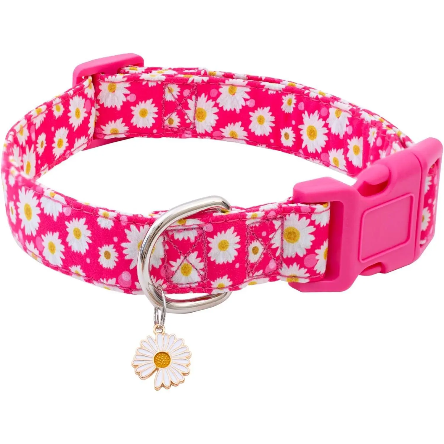 Cotton Fabric Graphic Dog Collar - Adjustable, Cute, Soft, Durable, Chew-Resistant Floral Collar for Small, Medium, Large Dogs, Collars