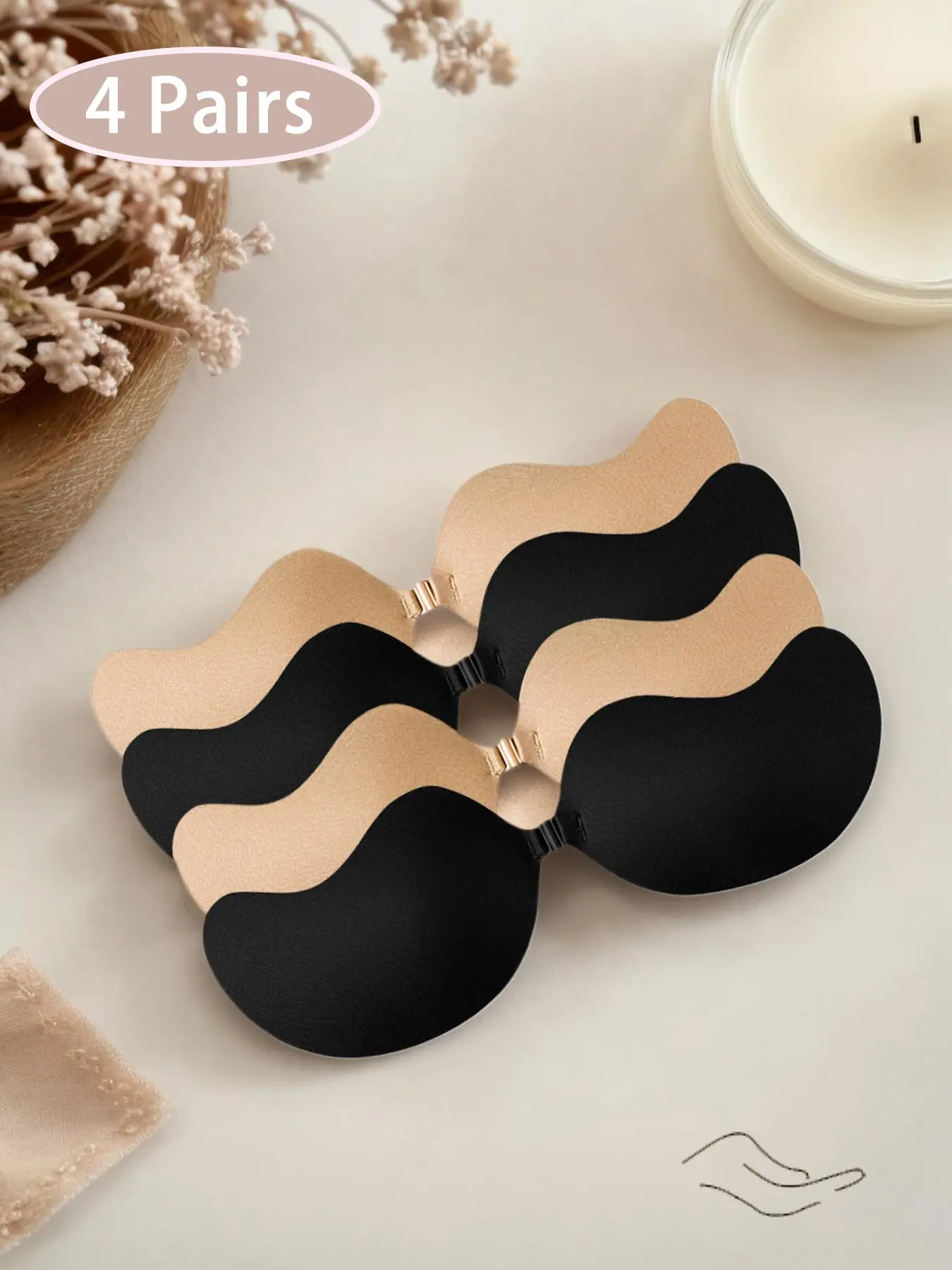 Women's Solid Color Self-Adhesive Invisible Lifting Bra Patches, Comfort Casual Strapless Push-Up Bra Patches, Underwear, Strapless Sticky Bra, Invisible Bras