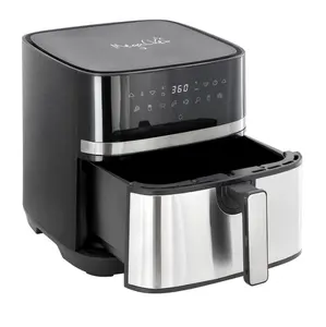 8.5 Quart Bundle Air Fryer in Black and Stainless Steel with 125 Piece Paper Liners