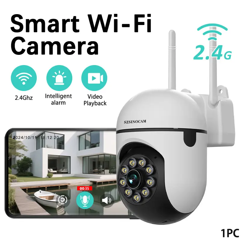 Beenocam 2.4G WiFi 3MP FHD Security Camera -- with Dual Audio, Color Night Vision, 2.4G WiFi, Motion Detection & Visual Alerts,360° PTZ Panorama,Wall-Mounted Camera for Smart Electronic Monitoring,Mother’s Day Gift