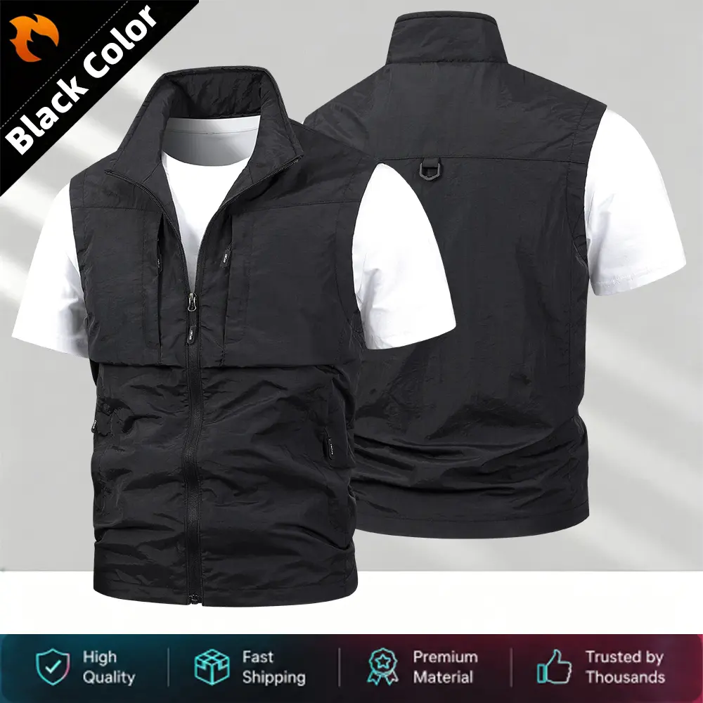 Outdoor Sports Work Vest for Men — Summer Breathable Tactical Sleeveless Jacket for Hiking, Travel, Camping, Fishing, Lightweight Multi-Pocket Design backtoschool