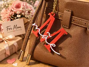 Mom Keychain, Letter M Bag Charm, Mother’s Day Gift, Gift for Mom, Purse Charm, Red Initial Keychain, Mom Gift Idea