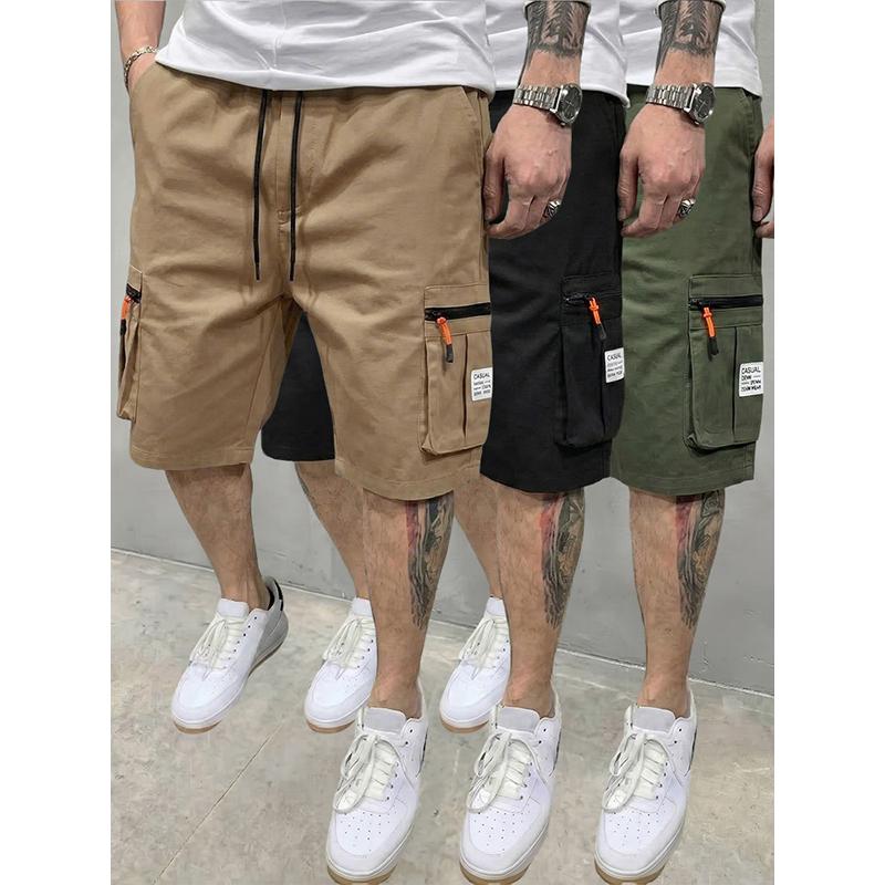 men's cargo shorts Men’s 3-piece outdoor cargo shorts with multiple pockets and zippered pockets; two-pocket design with large, functional 3D side pockets and a drawstring waist. Suitable for everyday hiking and fishing. Great value for money. summer